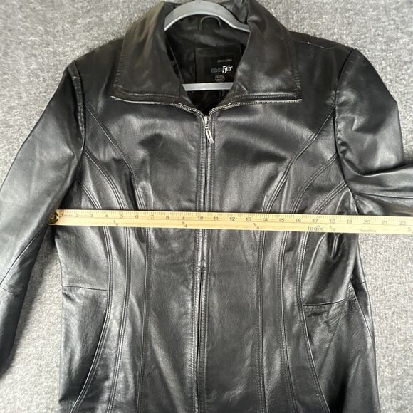 East 5th Leather Jacket Womens Sz L Black Full Zip Lined Moto Street Fashion - Picture 9 of 12